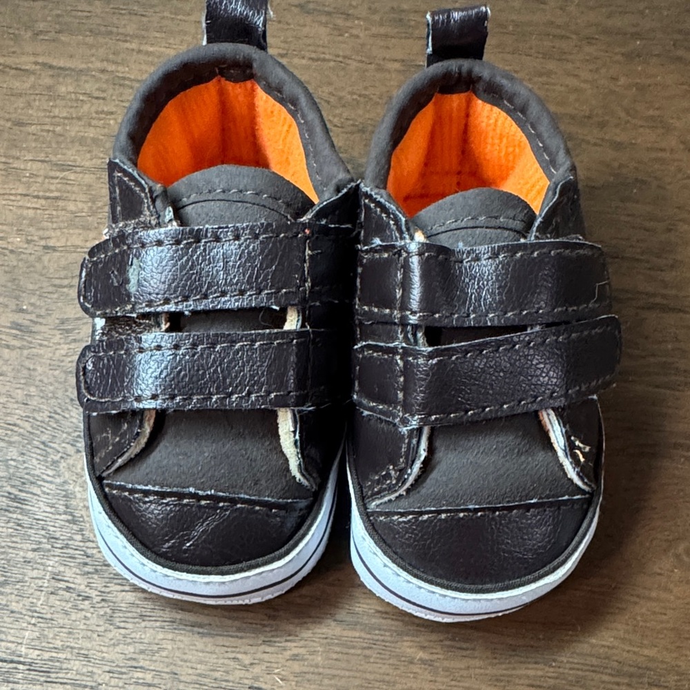 Carter's Dark Brown Sneakers with Bright Orange Lining